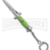 SKM 4" Italian Stiletto Green Acrylic Automatic Knife Keychain - Bayo -Best Knifes Shop SKM 4in Keychain Stietto AK Green Acrylic 1in Satin Bayo BHQ 183374 td large