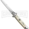 9" Italian Stiletto Sim Ivory Automatic Knife - Bayo Satin