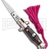 Italian Stiletto Brown Automatic Knife Pink Keychain - Flat Grind 1 Italian Stiletto Brown Automatic Knife Pink Keychain - Flat Grind -Best Knifes Shop SKM Italian Stiletto Keychain Auto Brown Pink Satin BHQ 102937 jr large
