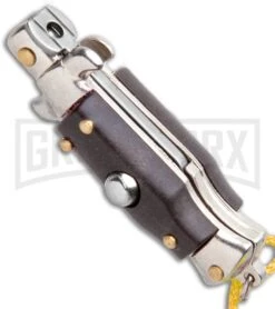 Italian Stiletto Brown Automatic Knife Yellow Keychain - Flat Grind 7 Italian Stiletto Brown Automatic Knife Yellow Keychain - Flat Grind -Best Knifes Shop SKM Italian Stiletto Keychain Auto Brown Yellow Satin BHQ 102941 jr spine large