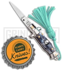 Italian Stiletto Gray Marble Automatic Knife Teal Keychain - Flat Grind 9 Italian Stiletto Gray Marble Automatic Knife Teal Keychain - Flat Grind -Best Knifes Shop SKM Italian Stiletto Keychain Auto Marble Teal Satin BHQ 102943 jr bottlecap large
