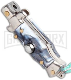 Italian Stiletto Gray Marble Automatic Knife Teal Keychain - Flat Grind 7 Italian Stiletto Gray Marble Automatic Knife Teal Keychain - Flat Grind -Best Knifes Shop SKM Italian Stiletto Keychain Auto Marble Teal Satin BHQ 102943 jr spine large