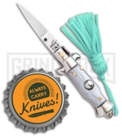 Italian Stiletto Gray Automatic Knife Teal Keychain - Flat Grind 9 Italian Stiletto Gray Automatic Knife Teal Keychain - Flat Grind -Best Knifes Shop SKM Italian Stiletto Keychain Auto Silver Teal Satin BHQ 102942 jr bottlecap large