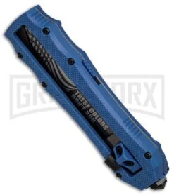 Schrade SCHOTFBL Blue OTF Spring Assisted Knife - Gray 4TH18 -Best Knifes Shop Schrade OTF Blue Gray BHQ 84391 er spine large