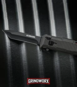 Schrade SCHOTF8TB Viper OTF Black Aluminum Assisted Knife - Tanto Black Plain -Best Knifes Shop Schrade Viper Tanto OTF Black Black SCHOTF8TB BHQ 27950 jr lifestyle large