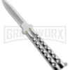 Scoundrel Balisong Silver Butterfly Knife - Satin Plain -Best Knifes Shop Scoundrel Balisong Silver Butterfly Knife Satin GX 39635 td large