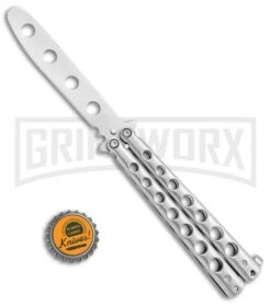 Silver Star Butterfly Stainless Steel Trainer Knife - Satin -Best Knifes Shop Silver Star Butterfly SS Trainer Satin YC 306S BP 24335 jr bottlecap large