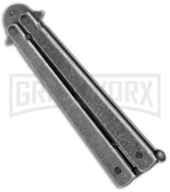 Skipper Black SW Balisong Butterfly Knife - Black Stonewash Plain -Best Knifes Shop Skipper black SW Blaisong Butterfly Knife Black SW Plain GX 22537 jr side large