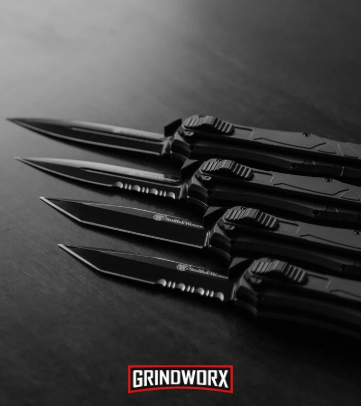 Smith & Wesson Spring Assisted Finger Actuator Spear Point OTF - Black Serr 7 Smith & Wesson Spring Assisted Finger Actuator Spear Point OTF - Black Serr - Image 5