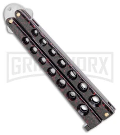 Scoundrel Balisong Black Red Butterfly Knife - Satin Plain -Best Knifes Shop Soundrel Balisong Butterfly Black Red Satin BHQ 163784 jr side large