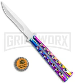Spectrum Balisong Butterfly Knife (4.25"Satin) -Best Knifes Shop Spectrum Balisong Butterfly Satin GX 37521 jr bottlecap large