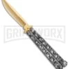 Stone Pattern Balisong Butterfly Knife (4.25" Gold) 1 Stone Pattern Balisong Butterfly Knife (4.25" Gold) -Best Knifes Shop Stone Pattern Balisong Butterfly Gold GX 37520 jr large