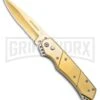Super Knife Croc Automatic Knife Stainless Gold W/ Gold Inlay - Gold Serr 1 Super Knife Croc Automatic Knife Stainless Gold W/ Gold Inlay - Gold Serr -Best Knifes Shop Super Knife Croc Auto Stainless Gold Gold Inlay Gold Serr GX 34967 jr large