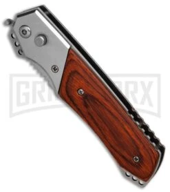 Super Knife Croc Automatic Knife Stainless W/ Rosewood Inlay - Satin Serr -Best Knifes Shop Super Knife Croc Stainless Rosewood Inlay satin serr BP 30075 er spine large