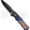 Super Knife Dingo Black God Bless America Automatic Knife - Black Serr -Best Knifes Shop Super Knife Dingo Black God Bless America Auto Black Serr GX 35765 jr large