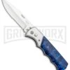 Super Knife Dingo Blue Marble Acrylic Automatic Knife - Satin Serr -Best Knifes Shop Super Knife Dingo Blue Marble Acrylic Auto Satin Serr GA623SLMBL GX 33492 jr large