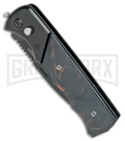 Super Knife Dingo Brown Marble Acrylic Automatic Knife - Black Serr 7 Super Knife Dingo Brown Marble Acrylic Automatic Knife - Black Serr -Best Knifes Shop Super Knife Dingo Brown Marble Acrylic Auto Black Serr GX 34968 jr spine large