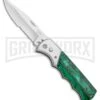 Super Knife Dingo Green Acrylic Automatic Knife - Satin Serr -Best Knifes Shop Super Knife Dingo Green Acrylic Automatic Knife Satin Serrated GX 33704 ns large