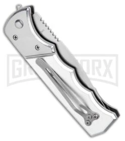 Super Knife Dingo Green Acrylic Automatic Knife - Satin Serr -Best Knifes Shop Super Knife Dingo Green Acrylic Automatic Knife Satin Serrated GX 33704 ns side large