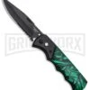 Super Knife Dingo Green Acrylic Automatic Knife - Black Serr -Best Knifes Shop Super Knife Dingo Green Marble Acrylic Auto Black Serr GA623BKMGRN GX 33493 jr large