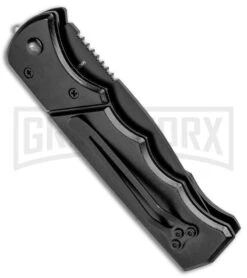 Super Knife Dingo Green Acrylic Automatic Knife - Black Serr -Best Knifes Shop Super Knife Dingo Green Marble Acrylic Auto Black Serr GA623BKMGRN GX 33493 jr side large