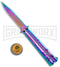 Super Knife Rainbow Balisong Butterfly Knife Skull/Bones - Rainbow Serr 9 Super Knife Rainbow Balisong Butterfly Knife Skull/Bones - Rainbow Serr -Best Knifes Shop Super Knife Rainbow Balisong Butterfly Skull Bones Rainbow Serr GX 36286 jr bottlecap large