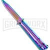 Super Knife Rainbow Balisong Butterfly Knife Skull/Bones - Rainbow Serr -Best Knifes Shop Super Knife Rainbow Balisong Butterfly Skull Bones Rainbow Serr GX 36286 jr large