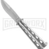 Super Knife Sleek Slinger Silver Balisong Butterfly Knife - Satin Plain 2 Super Knife Sleek Slinger Silver Balisong Butterfly Knife - Satin Plain -Best Knifes Shop Super Knife Sleek Slinger Silver Bali Satin plain BP 30074 er large