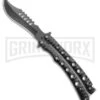Swift Black Persian Balisong Coated Butterfly Knife - Black 2 Swift Black Persian Balisong Coated Butterfly Knife - Black -Best Knifes Shop Swift Black Persian Balisong Coated Butterfly Black BX 39697 jr large