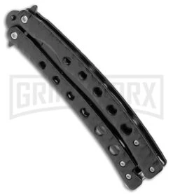 Swift Black Persian Balisong Coated Butterfly Knife - Black -Best Knifes Shop Swift Black Persian Balisong Coated Butterfly Black BX 39697 jr side large