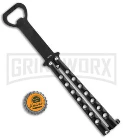Black Bartender "Bottle-Fly" Butterfly Knife Bottle Opener -Best Knifes Shop The Bartender Bottle Fly Bottle Opener Black BHQ 8089 jr bottlecap large