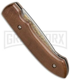 Zlatoust Walnut Wood Russian Automatic Knife (3.5" Mirror) -Best Knifes Shop Zlatoust Russian Walnut Wood Mirror BP 19462 jr side large
