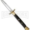 AGA Campolin 13" Stiletto Brass Swinguard Ebony Wood Automatic Knife - Bayonet 1 AGA Campolin 13" Stiletto Brass Swinguard Ebony Wood Automatic Knife - Bayonet -Best Knifes Shop aga 13in swing brass ebony bayo cm large