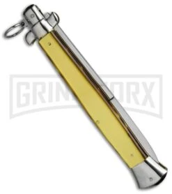 A.G.A. Campolin 18" Italian Stiletto Gold Ring Pull Automatic Knife - Bayo -Best Knifes Shop aga champolin 18in stiletto gold bayo BP 18400 er side large