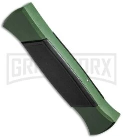 AKC 777 Blackfinger Green/Black OTF Automatic Knife - Flat Grind Satin Plain -Best Knifes Shop akc 777 green satin flat bottom cm large