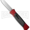 AKC 777 Blackfinger Red/Black OTF Automatic Knife - Flat Grind Satin Plain -Best Knifes Shop akc 777 red satin flat cm large