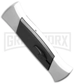 AKC 777 Blackfinger White/Black OTF Automatic Knife - Flat Grind Satin Plain 7 AKC 777 Blackfinger White/Black OTF Automatic Knife - Flat Grind Satin Plain -Best Knifes Shop akc 777 white satin flat bottom cm large