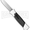 AKC 777 Blackfinger White/Black OTF Automatic Knife - Flat Grind Satin Plain -Best Knifes Shop akc 777 white satin flat cm large