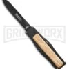 AKC Gravit-E Black/Wood Manual OTF Knife - Black Plain -Best Knifes Shop akc black natural black large