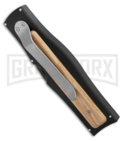 AKC Gravit-E Black/Wood Manual OTF Knife - Black Plain 5 AKC Gravit-E Black/Wood Manual OTF Knife - Black Plain -Best Knifes Shop akc black natural black side large