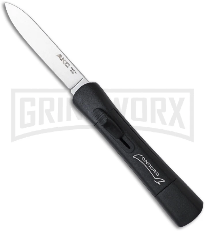 AKC Concord Black OTF Automatic Knife - Flat Grind Satin Plain 3 AKC Concord Black OTF Automatic Knife - Flat Grind Satin Plain