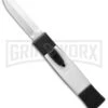 AKC Minion Concord Black/White OTF Automatic Knife - Dagger Satin Plain -Best Knifes Shop akc minion black white satin dagger cm bhq 31104 jr large
