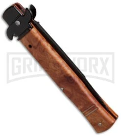 AKC Bill DeShivs Tactical Sim Briar Leverletto Automatic Knife - Black Plain -Best Knifes Shop akc sim briar leverletto bayo side large