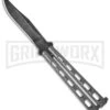 Bear And Son Knives 114 Silver Vein Balisong Butterfly Knife - Damascus Plain -Best Knifes Shop bear cutlery 5 damascus silver vein butterfly 114d bhq 0892 jr large