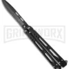 Bear OPS Bear Song IV Black Balisong Butterfly Knife - Black Plain 1 Bear OPS Bear Song IV Black Balisong Butterfly Knife - Black Plain -Best Knifes Shop bear ops b 400 aibk b butterfly jm large