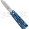Bear OPS Bear Song IV Blue Raindrop Butterfly Knife - Satin Plain -Best Knifes Shop bear ops b 450 aibd s 35021 large