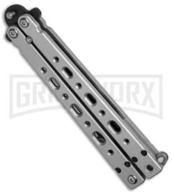 Bear OPS Bear Song V Gray Balisong Butterfly Knife - Black Plain -Best Knifes Shop bear ops b 500 b 35030 side cm large