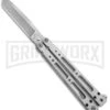 Bear OPS Bear Song IV Silver Tanto Butterfly Knife - Bead Blast Plain
