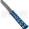Bear And Son Knives 114 Blue Tanto Balisong Butterfly Knife - Bead Blast Plain -Best Knifes Shop bearson 5in blue armour piercing 114abl BHQ 36651 jr large