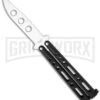 Benchmark Black Balisong Trainer Butterfly Knife - Satin Plain 2 Benchmark Black Balisong Trainer Butterfly Knife - Satin Plain -Best Knifes Shop benchmark bm006 large